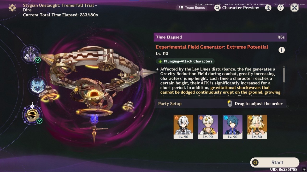 6.2 Stygian Onslaught Dire | C0 SoSS 4 Cost Arlecchino Vape | 170ms Field Generator | Genshin Impact
