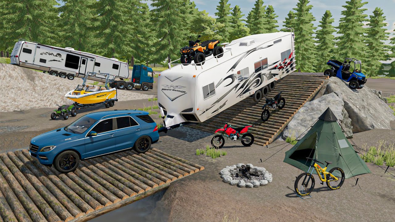 Camping d'été pour la Fête Nationale | Jetski, Motocross & VTT (Roleplay Fun) | FS 22 RP