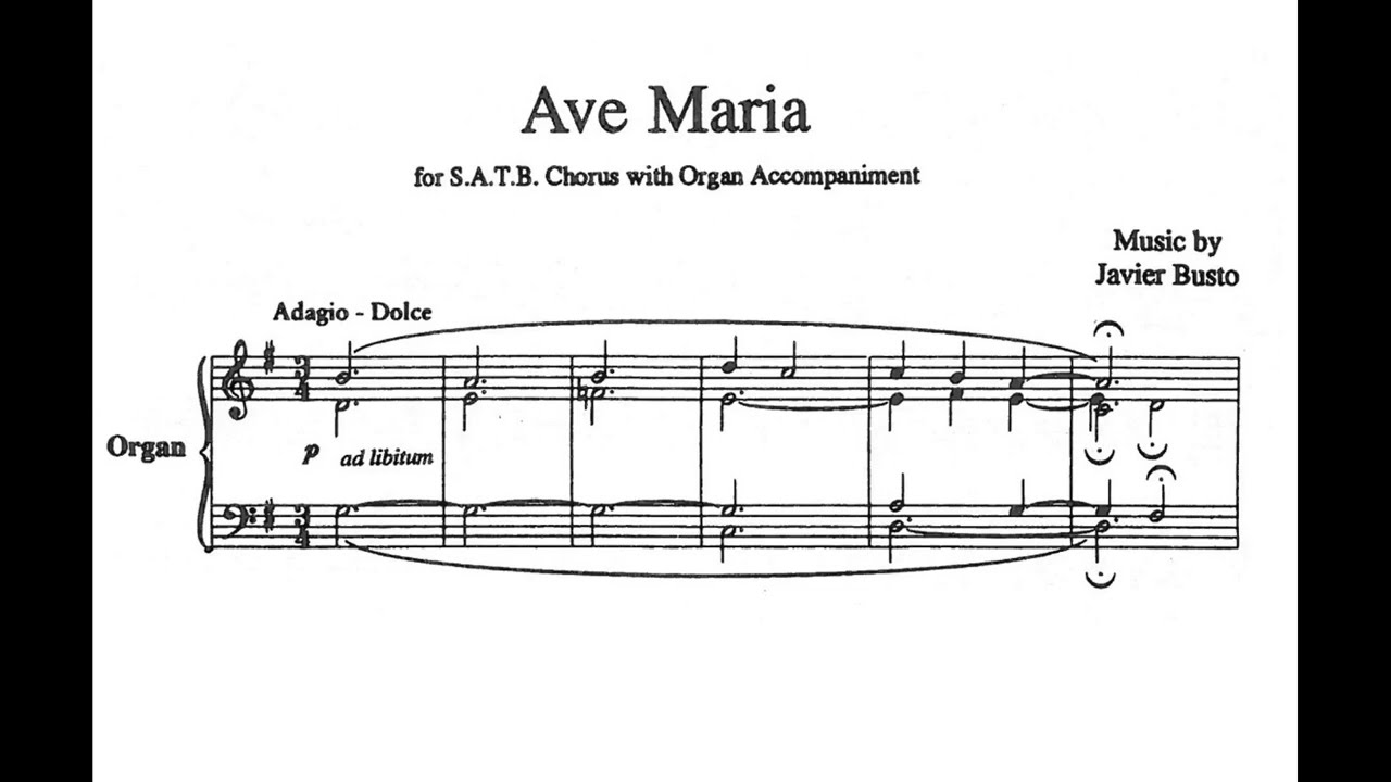 Busto, Javier (* 1949) Ave Maria, a cappella - organo ad libitum (1980).