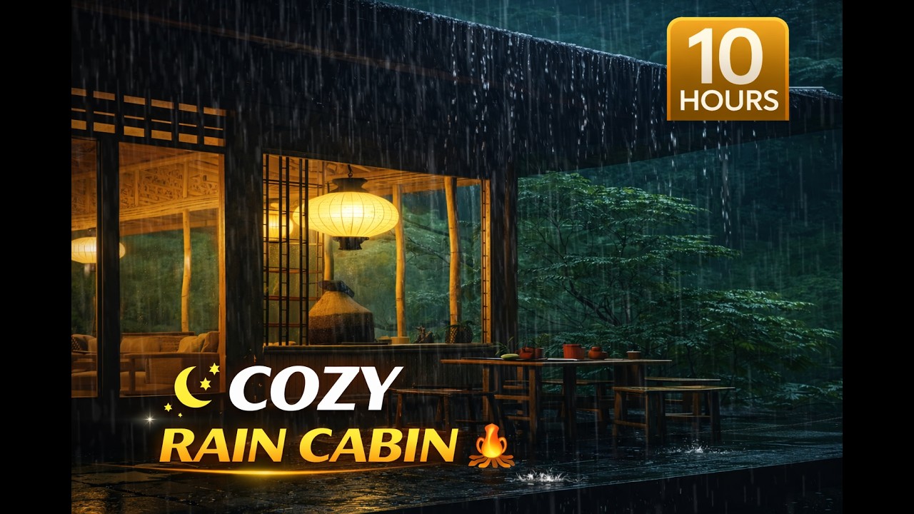 Rain on Japanese House 🌧️🏯 | Peaceful Tea House Rain Ambience for Sleep (10 Hours)