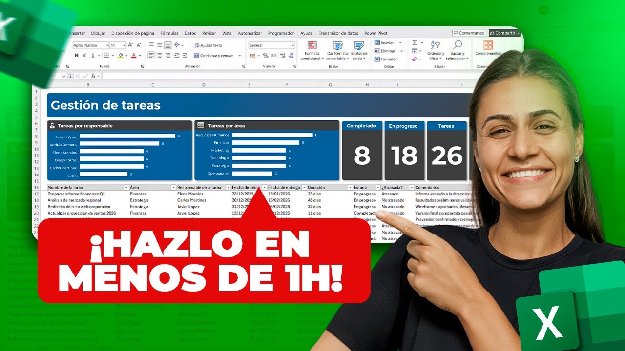 Crea un informe de gesti&oacute;n de tareas en Excel