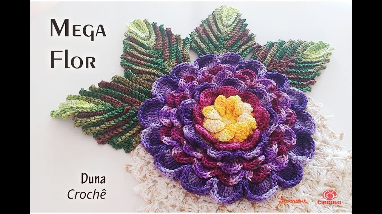 Mega Flor de crochê Carol - passo a passo - Professora Simone Eleoterio