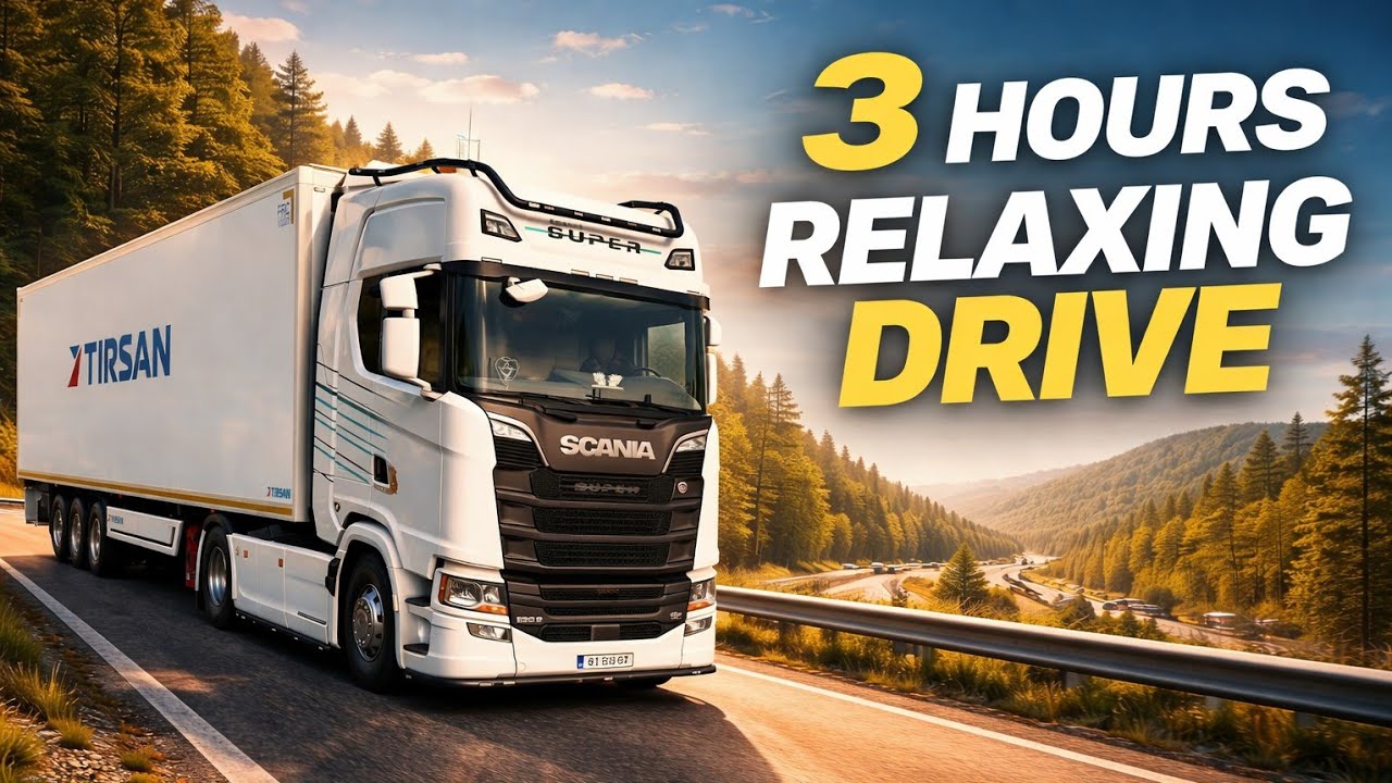 3 Hours Non-Stop Relaxing Drive 🌍 Scania S V8 Engine Sound | Sleep & Study (No Talking)