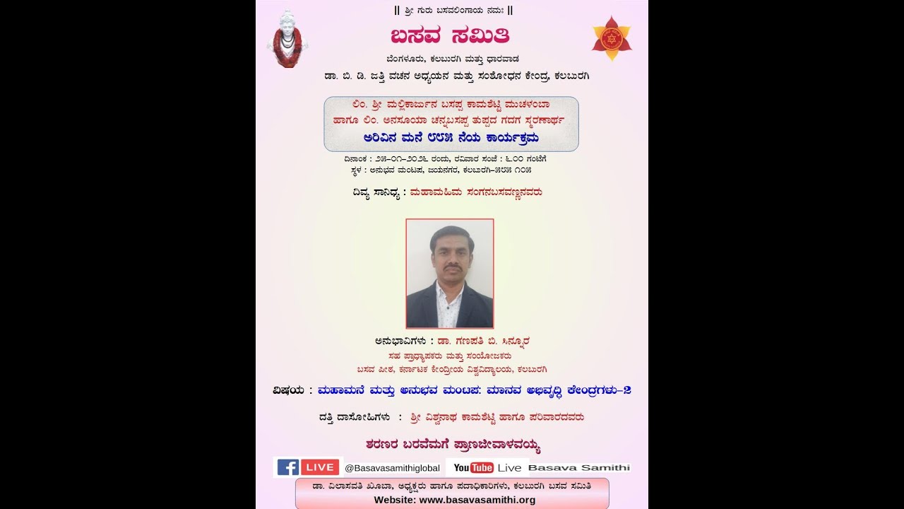 ಮಹಾಮನೆ ಮತ್ತು ಅನುಭವ ಮಂಟಪ: ಮಾನವ ಅಭಿವೃದ್ಧಿ ಕೇಂದ್ರಗಳು-2 : ಡಾ. ಗಣಪತಿ ಬಿ. ಸಿನ್ನೂರ