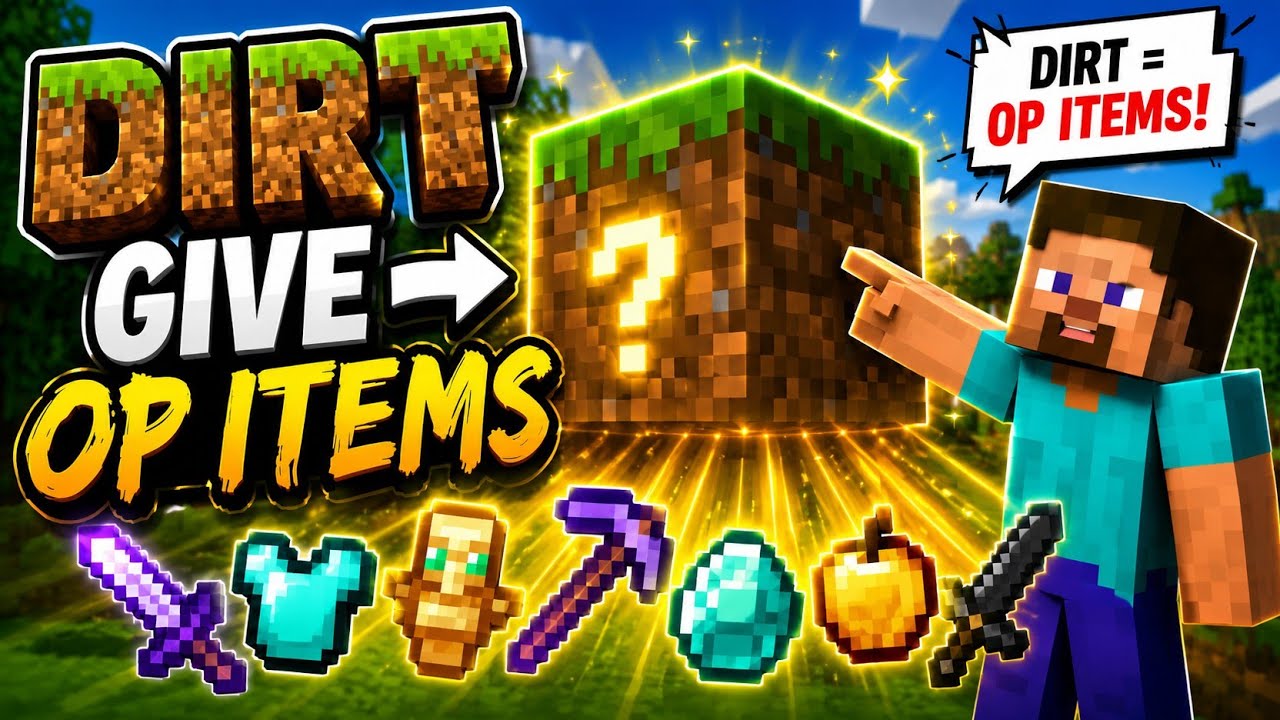 Minecraft But DIRT Gives OP ITEMS! 😱 (Overpowered Dirt Challenge)
