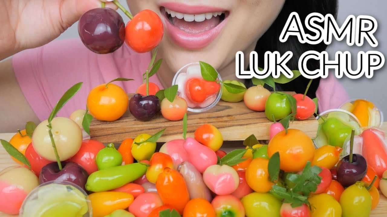 LUK CHUP *Fruit Shape Luk Chup Mung Bean Relaxing Soft Eating Sounds | N.E