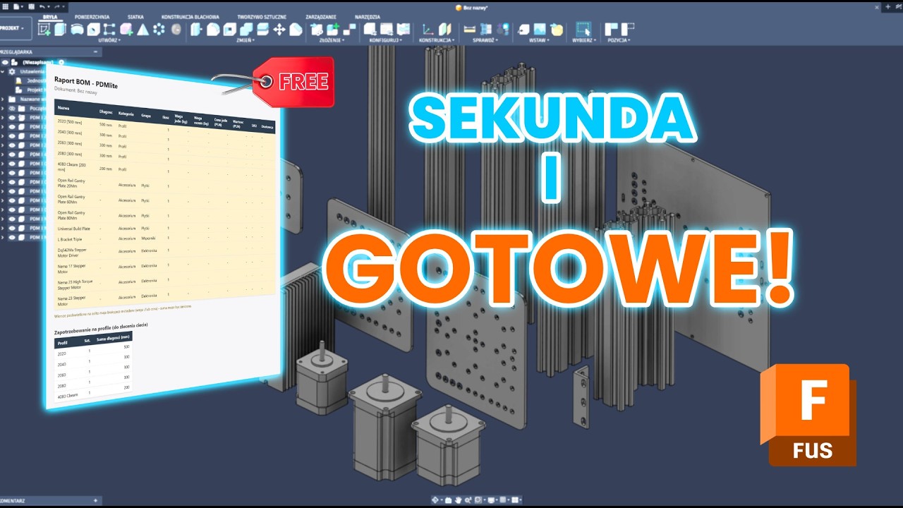 Koniec szukania komponent&oacute;w + BOM -  PDMlite dla Fusion