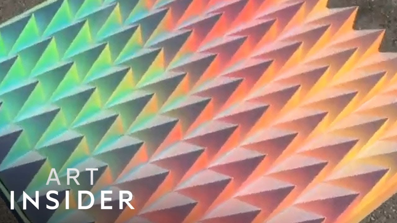 Wooden Triangles Create Rainbow Illusions
