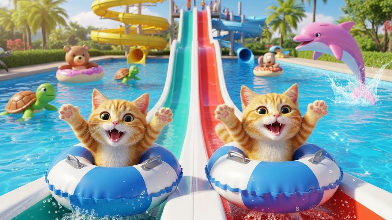 Mama Cat & Kitten Turn Vineyard Grapes Into a Waterpark Adventure! 🍇💦🐾