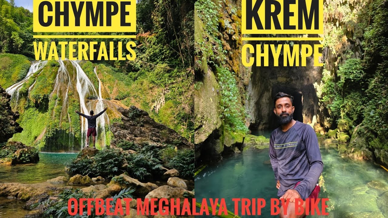Krem Chympe & Chympe Falls | Khaddum | Offbeat Meghalaya tour by bike | Travel vlog | Honda CB350 RS