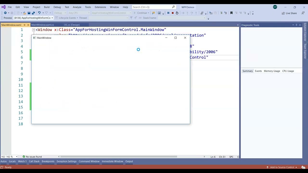 32.Learn WPF in small Steps:  Host WinForm Control in WPF