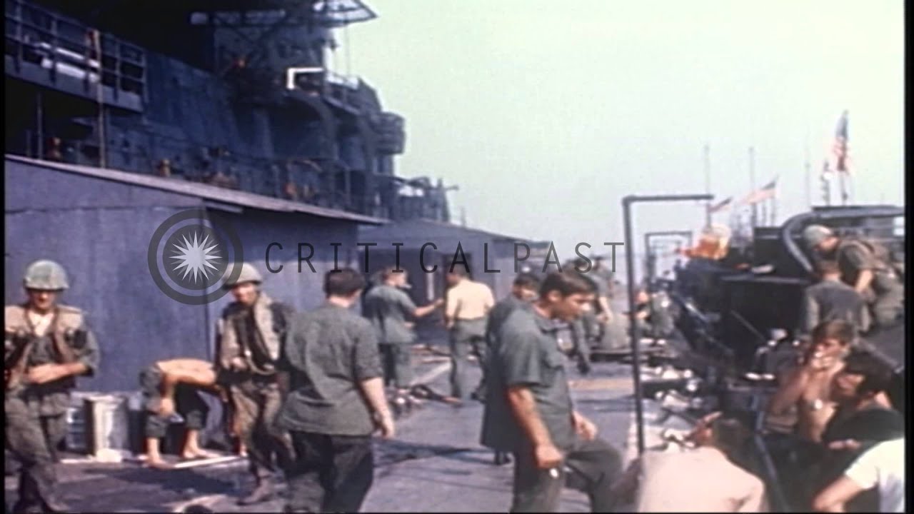 United States soldiers aboard ATCs and the USS Benewah in Dong Tam, Mekong Delta ...HD Stock Footage