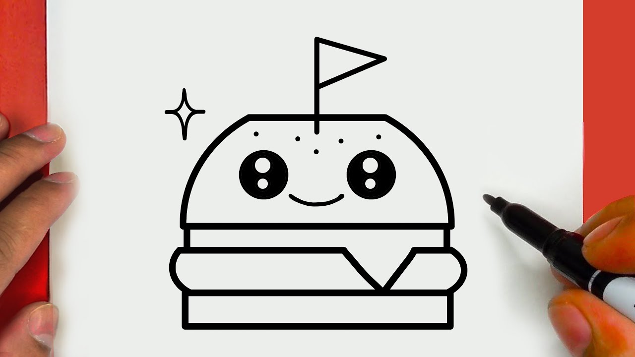 HOW TO DRAW A CUTE BURGER, STEP BY STEP, DRAW Cute things