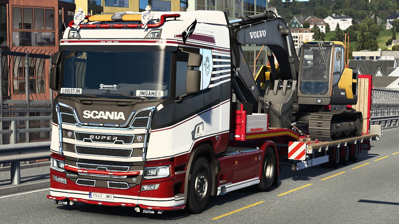 Ruta En Noruega Con Una Excavadora Volvo mejoro El Man Para Cargas Especiales | #38 ETS2 SCS
