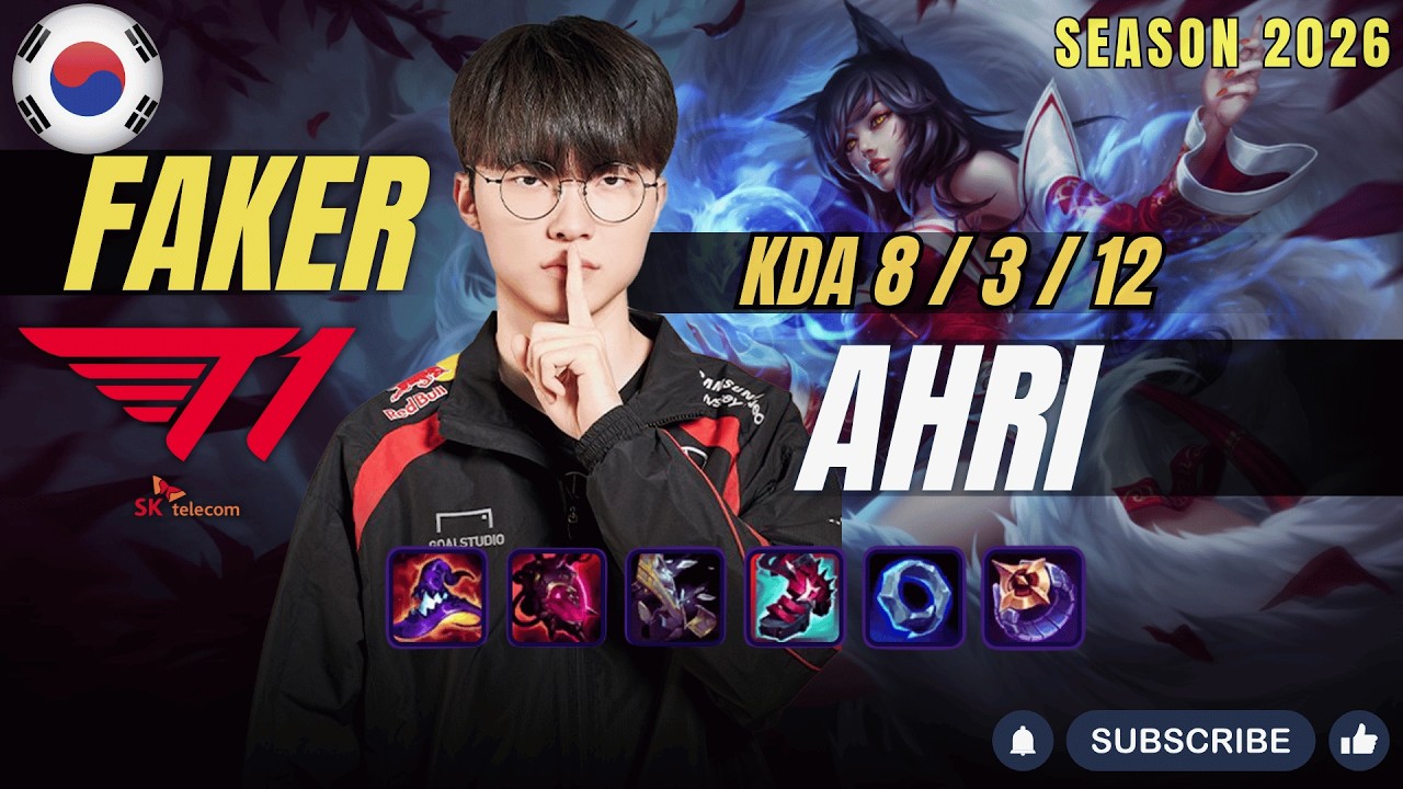 T1 Faker AHRI vs IRELIA Mid - Patch 26.3 KR Ranked | lolrec