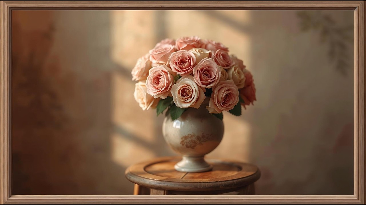 Pink Rose Romance 🌸✨ | Classic Vintage Floral Art for Love & Relaxing Ambience (4K)