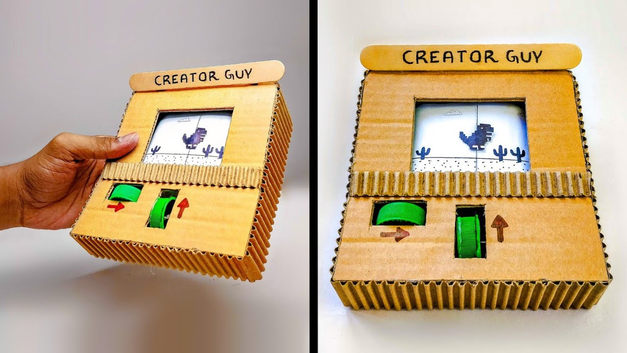 How To Make Google T-Rex Runner Game From Cardboard || DIY Cardboard Gameboy