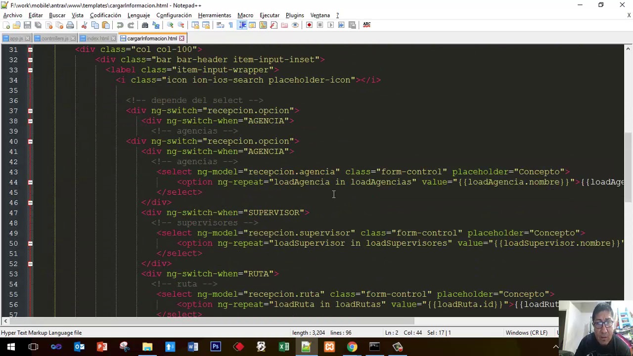 select anidados - angular - html - ionic - cordova - dj nitro