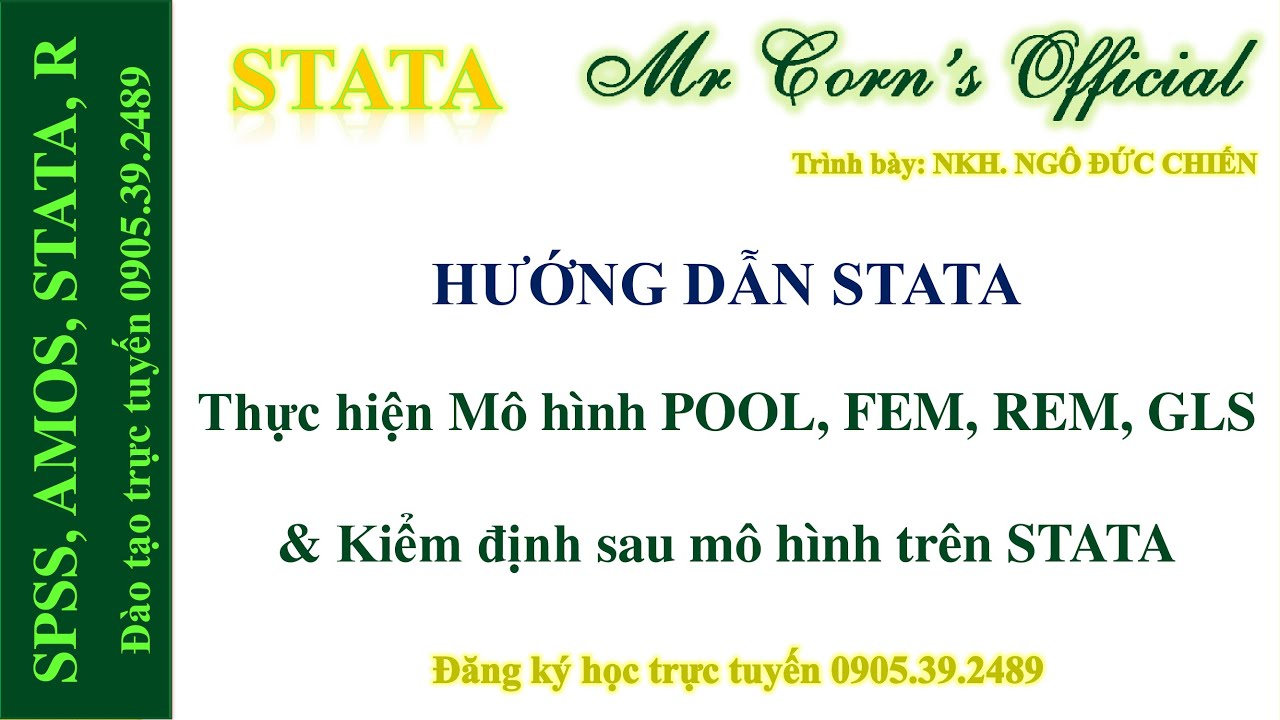 Hướng dẫn STATA | Thực hiện mô hình POOL, FEM, REM, GLS & Các phép kiểm định sau mô hình 07042022