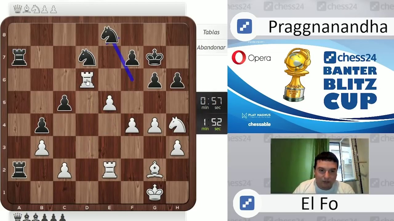 Mejores partidas de la II Copa Dicharachera  GM David Lariño El Fo vs GM Praggnanandhaa