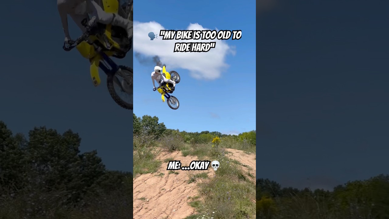 Dirt bike rider pushes 25 YEAR OLD trail bike to the LIMIT!! 😱