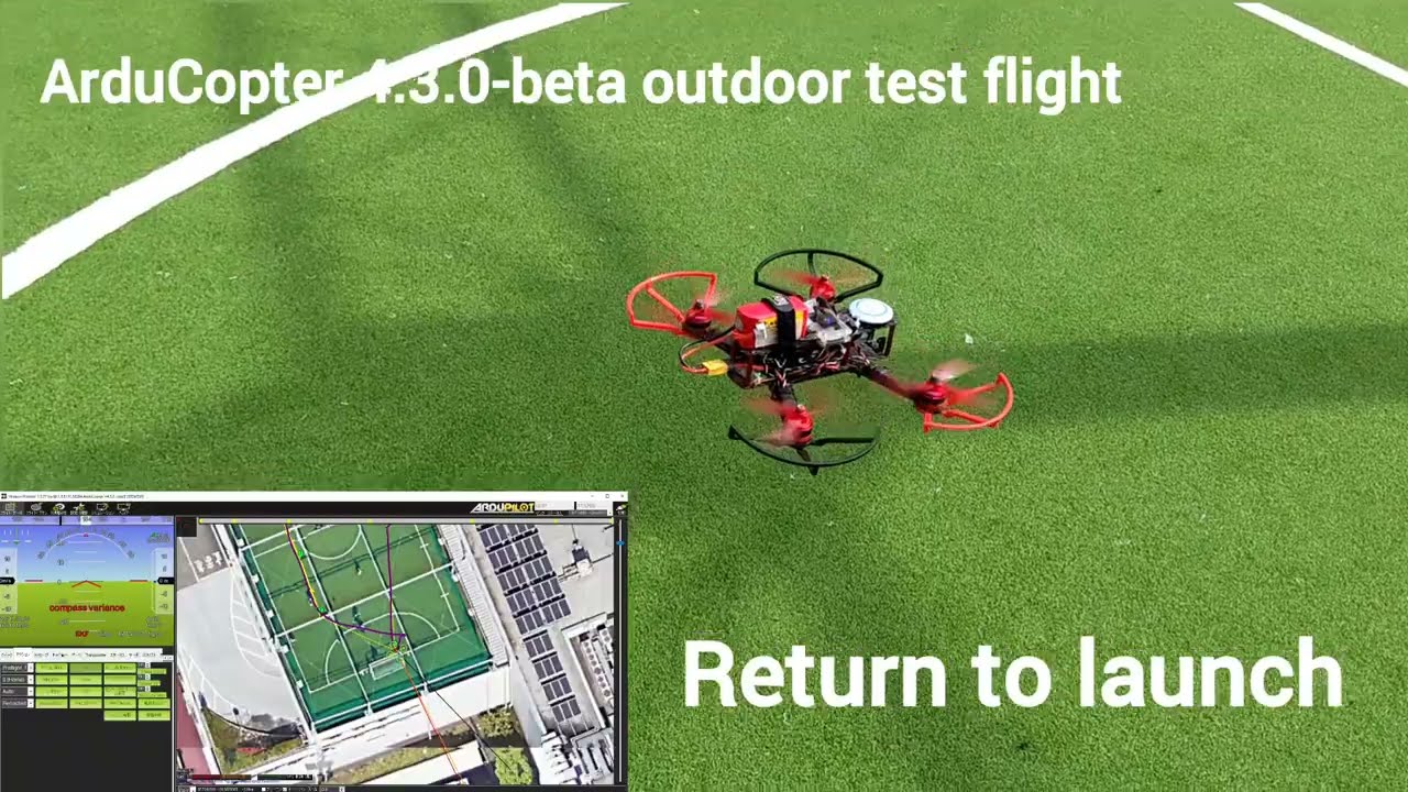 QAV250 ArduCopter 4.3.0-beta test flight at outdoor futsal court