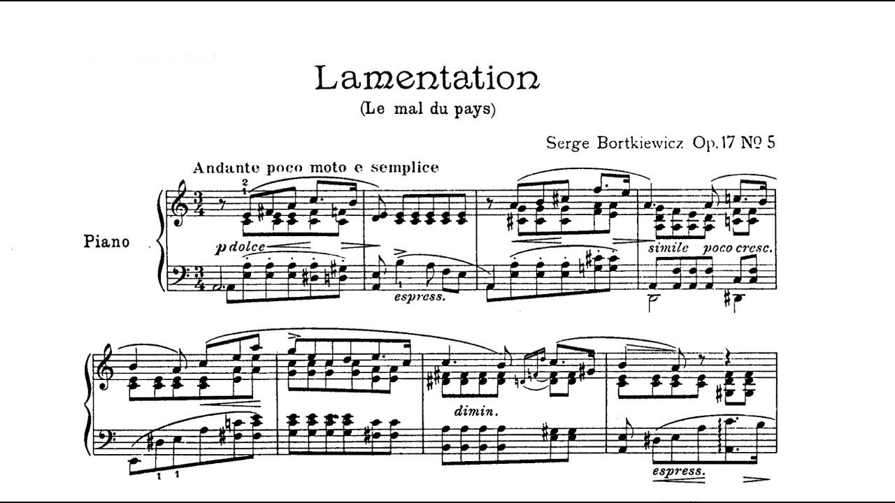 Bortkiewicz - Lamentation in A Minor, Op. 17, No. 5