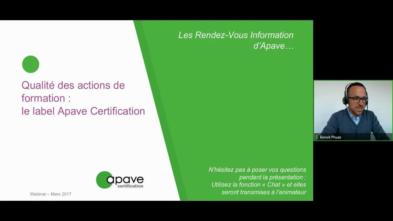 Webinar Apave Certification : label Qualité des Actions de Formation