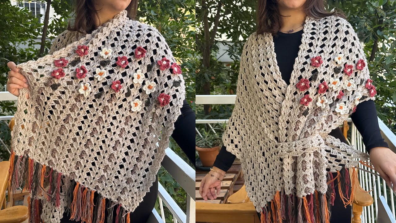 Легко Вязать 🧶 Вязаный Крючком Букет Стола Шаль 🌸 Пошаговое Объяснение #crochet #diy #shawl