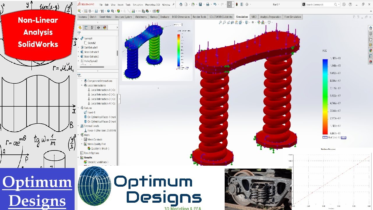 SolidWorks Tutorial Simulation Non Linear Spring Analysis in #solidworks   #simulationgame  #drawing