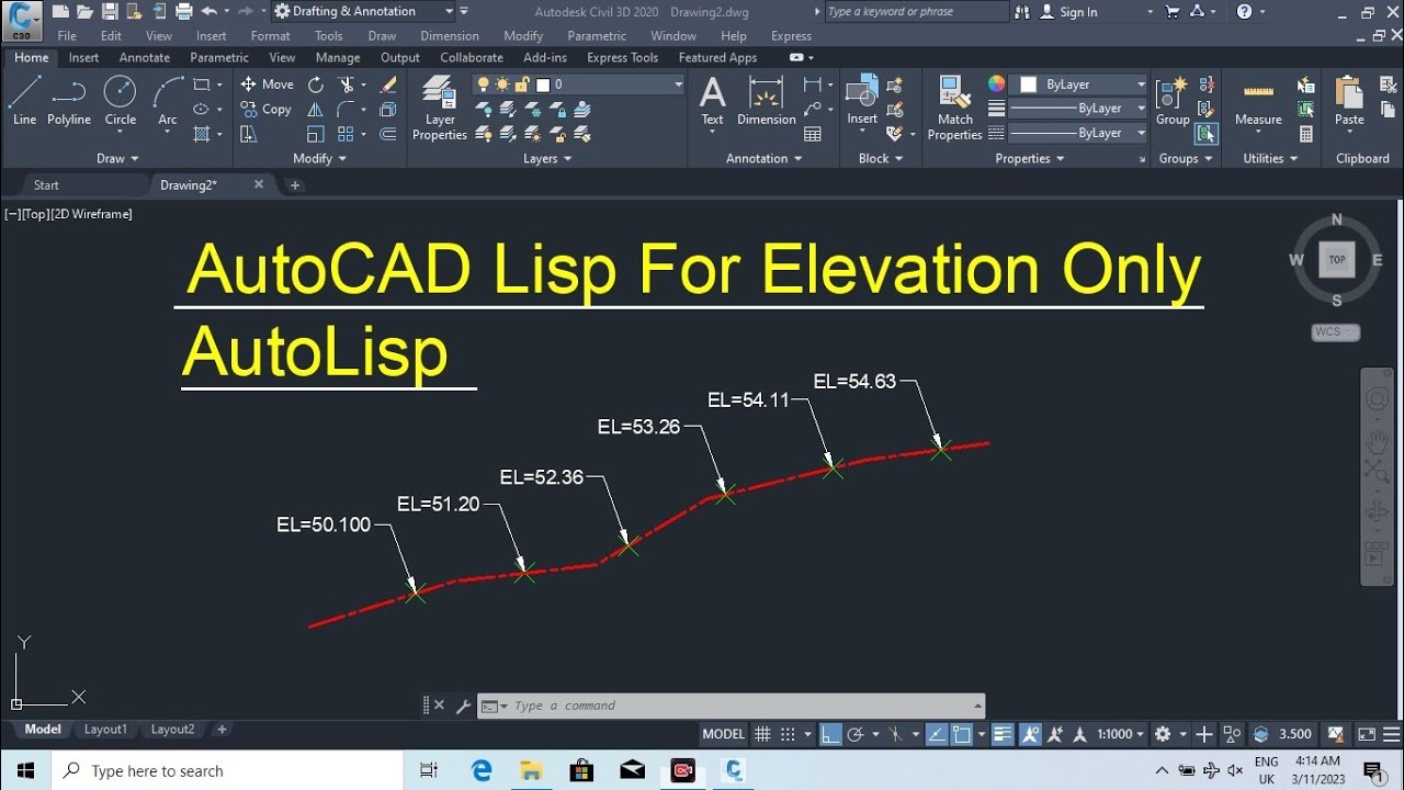Display Z value in AutoCAD | how to show elevation in autocad with AutoLisp.