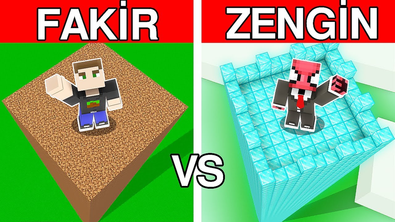 ZENGİN VS FAKİR EN GÜVENLİ KULE YAPI KAPIŞMASI - Minecraft