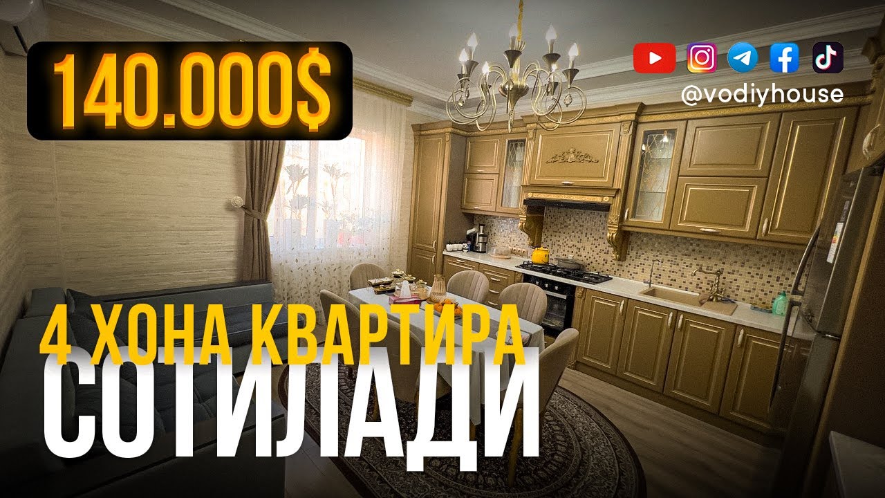 Фарғона шахар хокимиятини орқасида 4 хона квартира сотилади