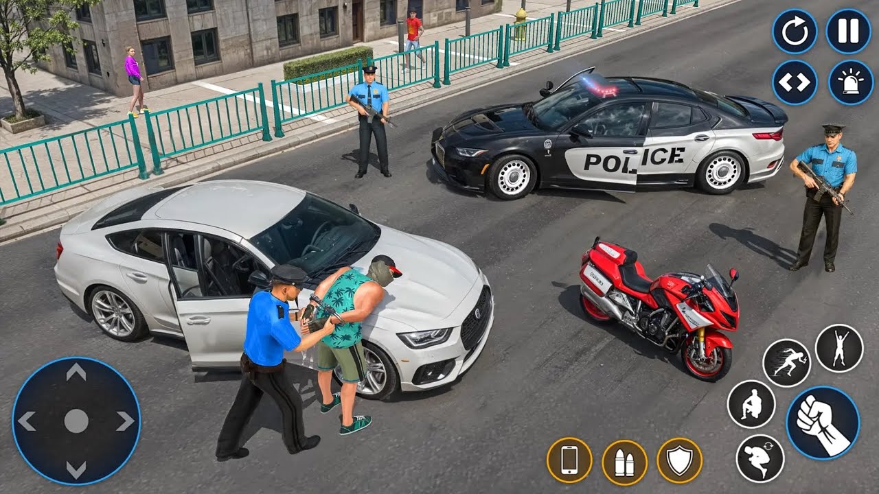 Crime Gangster Police Game-Rescue hostages, stop crime, and use police vehicles