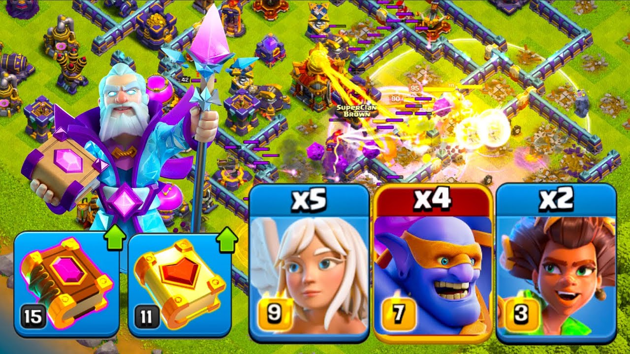 TH16 Super Bowler & Root Rider Warden's Healing Tome Crushes Legend Bases!