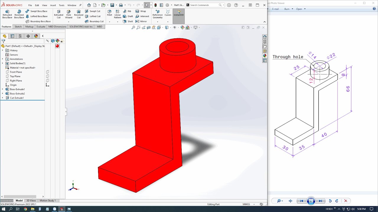 Giáo Trình SolidWorks 2023 |  Thực Hành Vẽ 3D - Bài 001