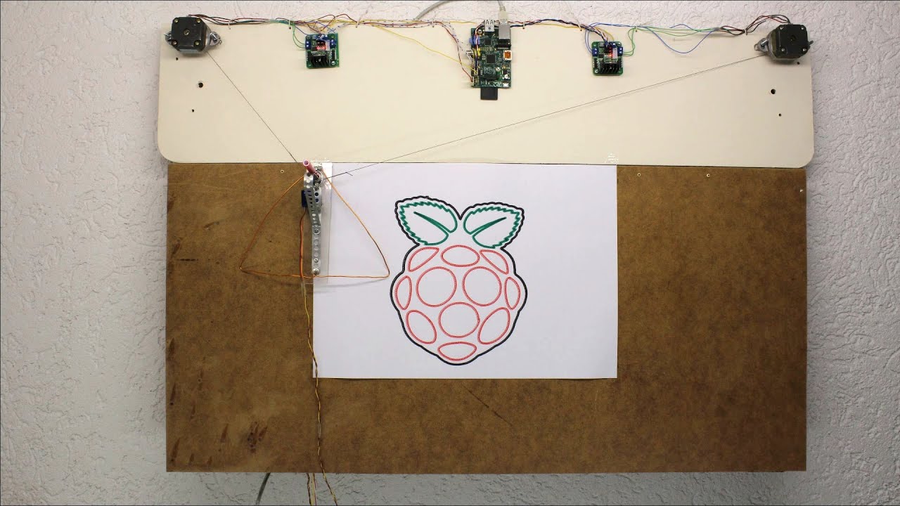 Hanging wall plotter (V plotter) with a Raspberry Pi