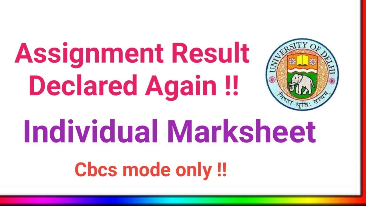 SOL Assignment result declared again 2020| Du sol cbcs assignment result declared 2020