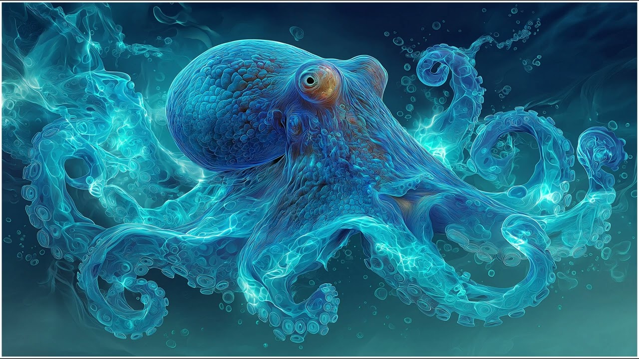 The Luminous Octopus | Neon Art | Still Art Screen Saver | 4K