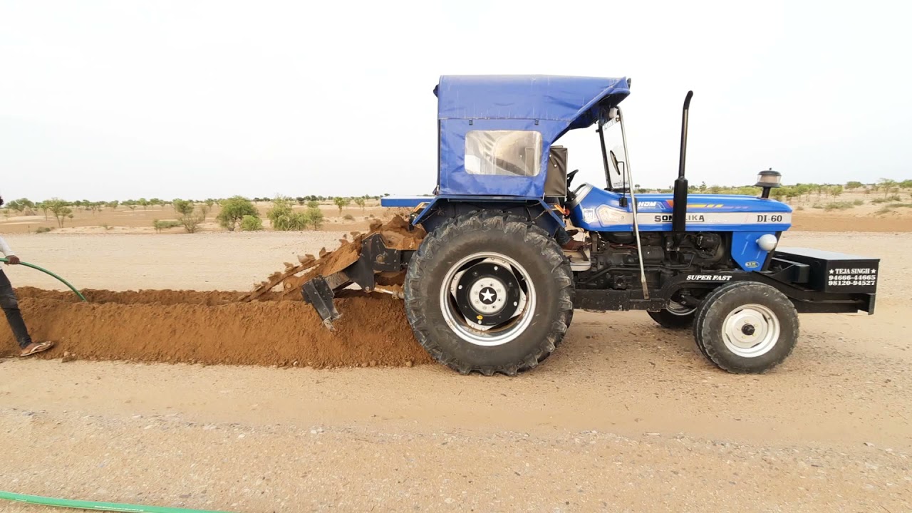 Sonalika trench digger | tractor mashinary work | pipe line, cable line