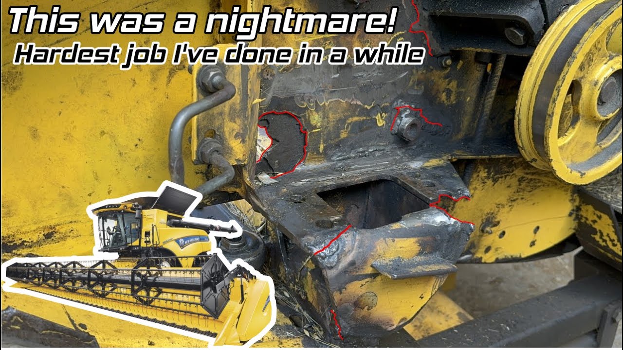Rebuilding gearbox mount on New Holland CR980 30ft combine header