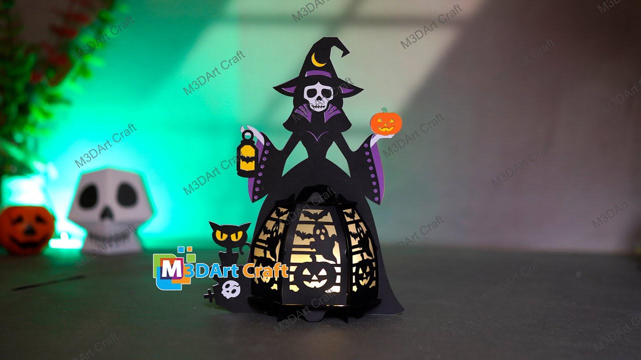 DIY Halloween Catrina Witch Lantern Tutorial – Paper Lantern Decoration
