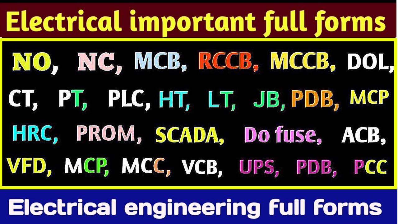 Electrical full form | Most important electrical full form | electrical symbols full form
