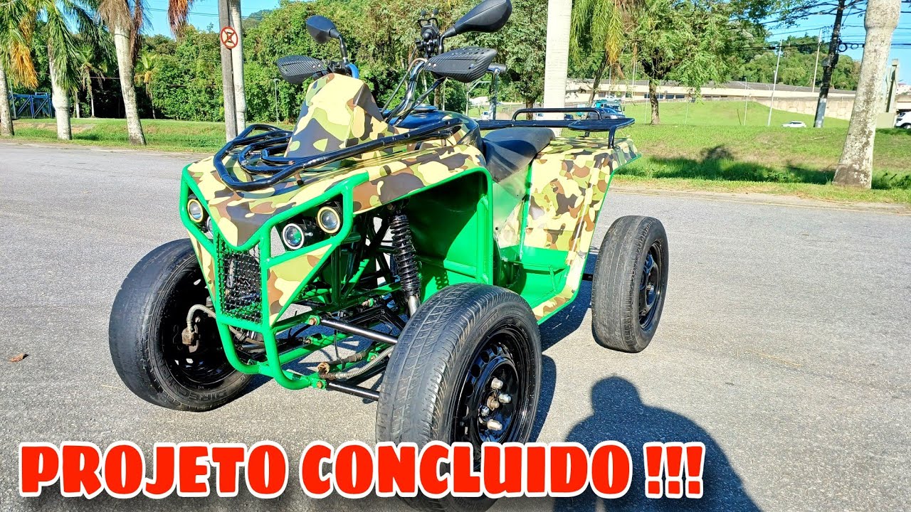 QUADRICICLO CASEIRO FINALIZADO CONSTRUÍDO com SUCATA de MOTOS