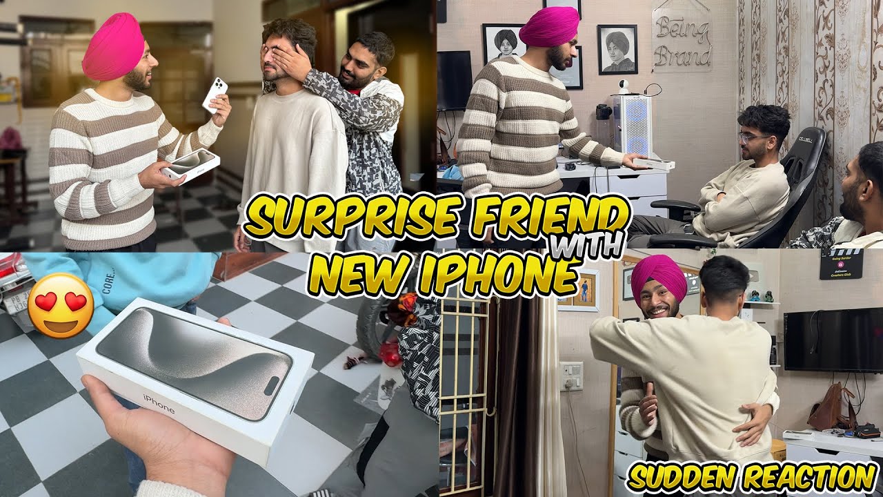 SURPRISING FRIEND WITH BRAND NEW IPHONE😱 || EPIC REACTION😍 - PRANK - BEING BRAND