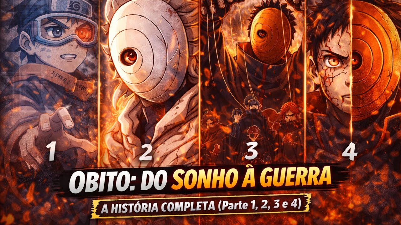 🔥 OBITO: DO SONHO À GUERRA | A HISTÓRIA COMPLETA (Parte 1, 2, 3 e 4) | Trap Anime Épico 🔥