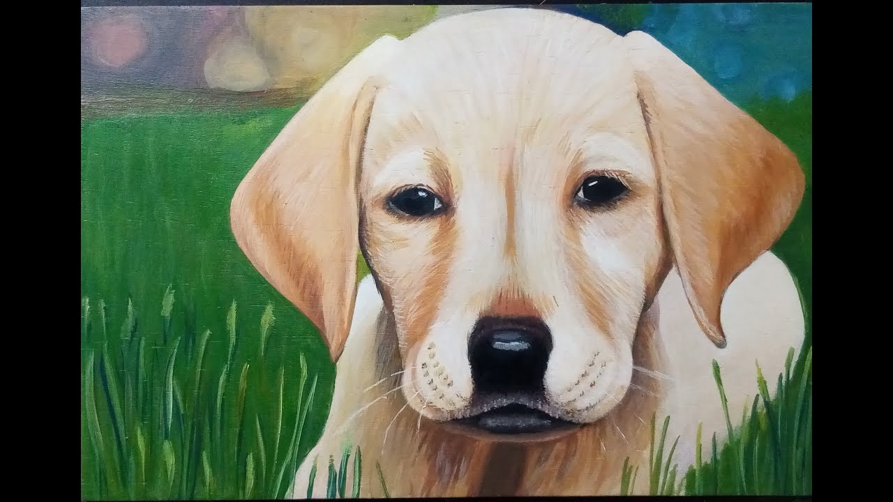 رسم كلب بالألوان الأكريليك بطريقه سهله Drawing a dog with acrylic colors, an easy way