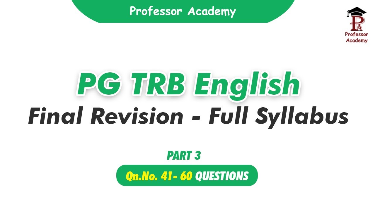 PG TRB English | Revision Test: All 10 Units | Part 3