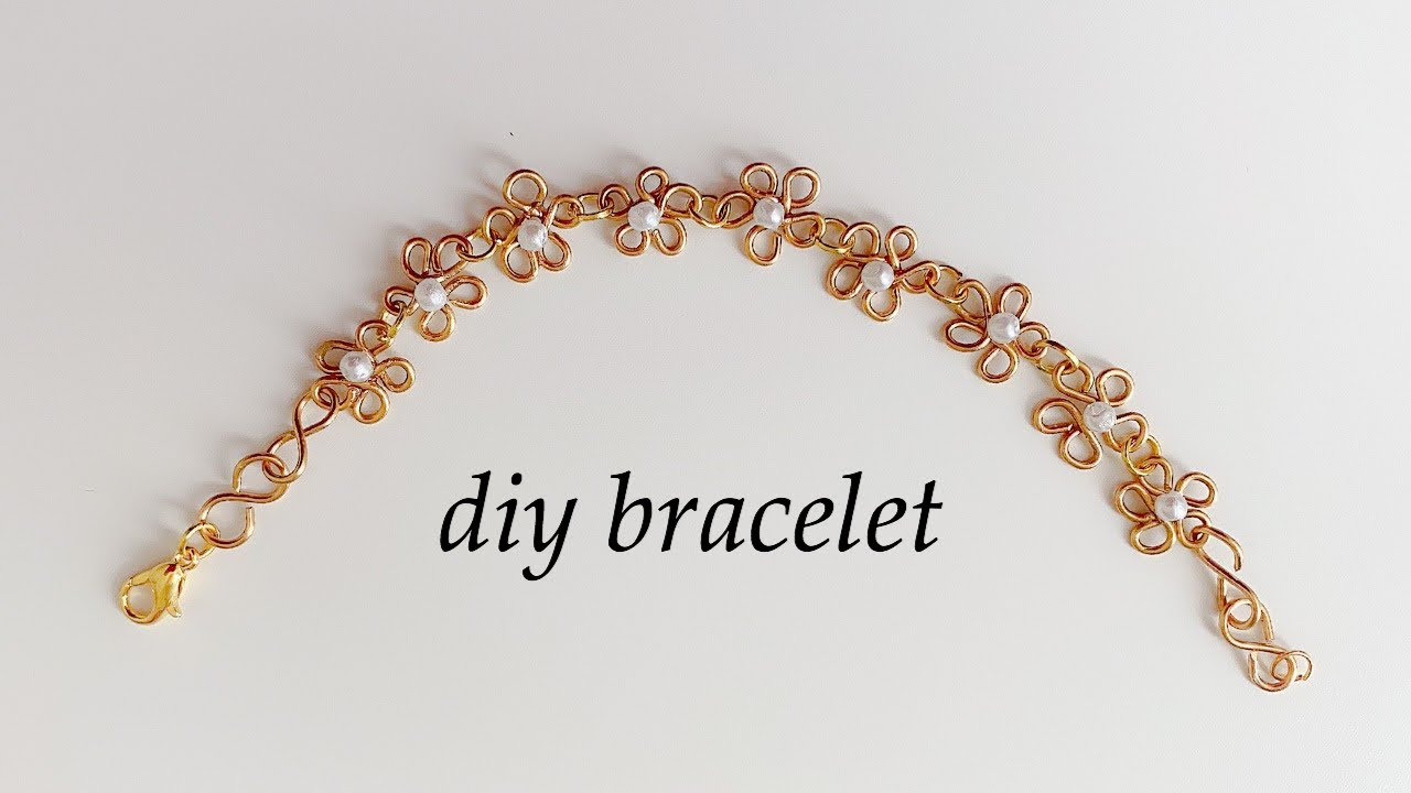 diy wire bracelet/how to make simple and easy wire wrapped bracelet/wire flower bracelet/handmade