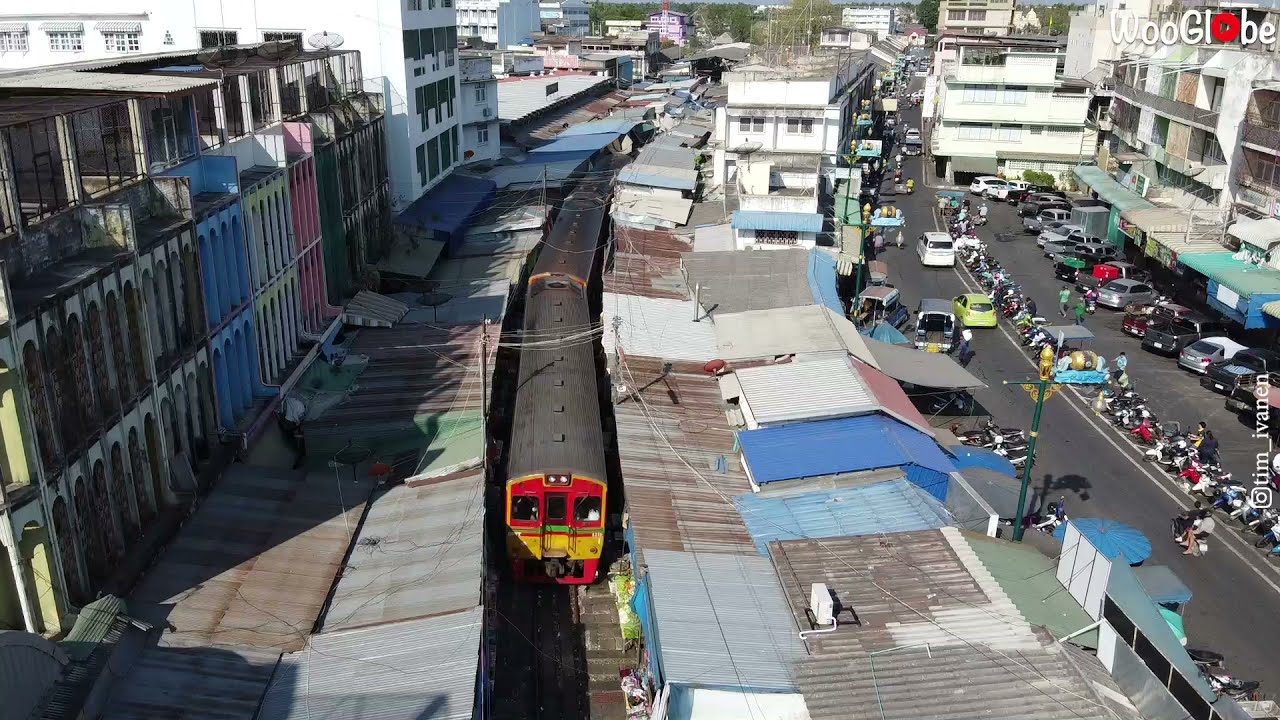 Maeklong Railway Market Drone Footage || WooGlobe